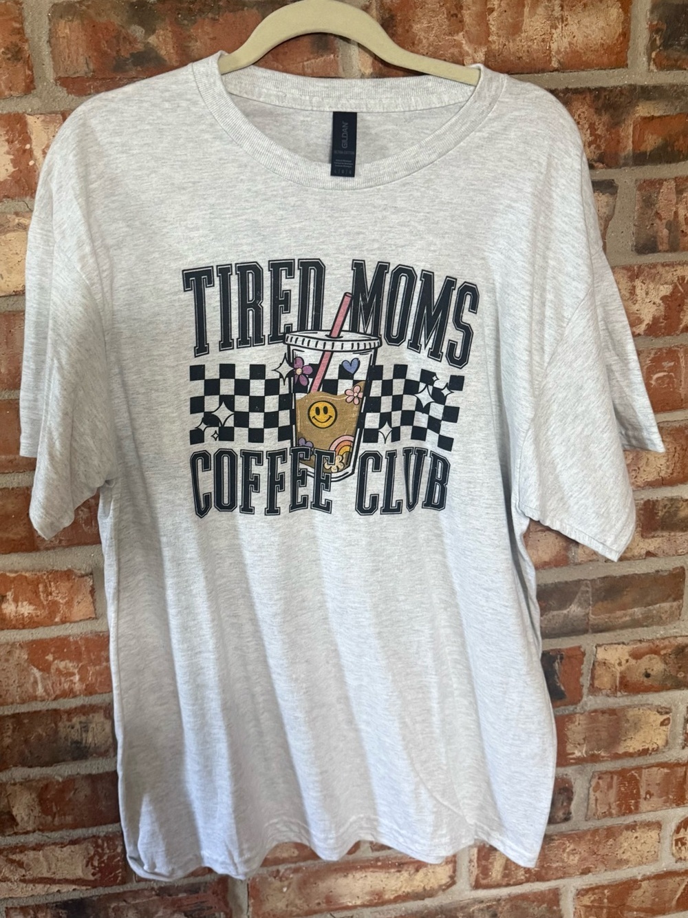 Gildan Light Heather Gray "Tired Moms Coffee Club" Graphic Tee